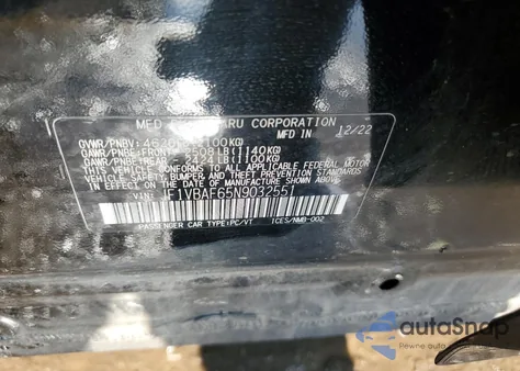 2022 Subaru Wrx Premium из США, поврежденный, VIN JF1VBAF65N9032551